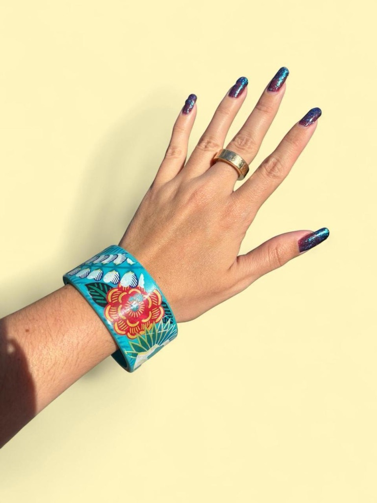 Vintage Y2k Beachy Chunky Bangle Teal 25$